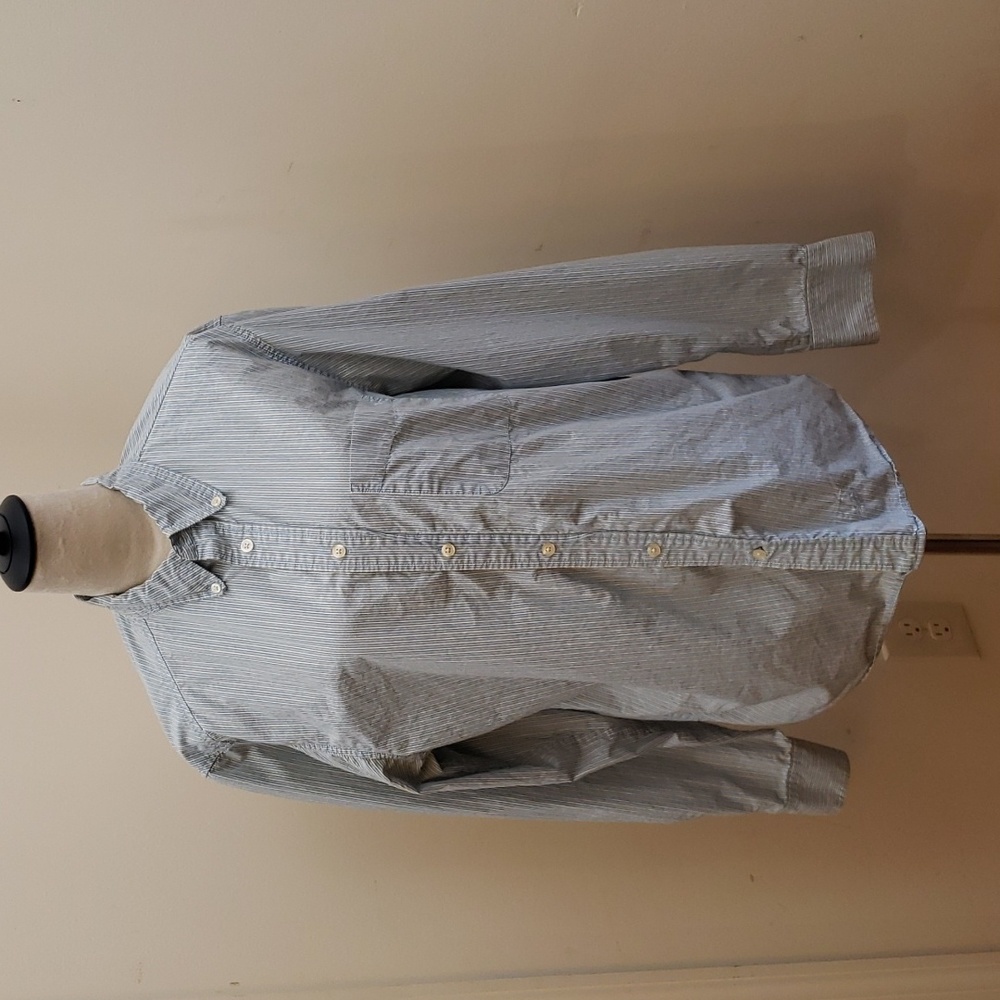 Old Navy Light Blue and White Button Down, Long Sleeve Men's Shirt, Size Medium